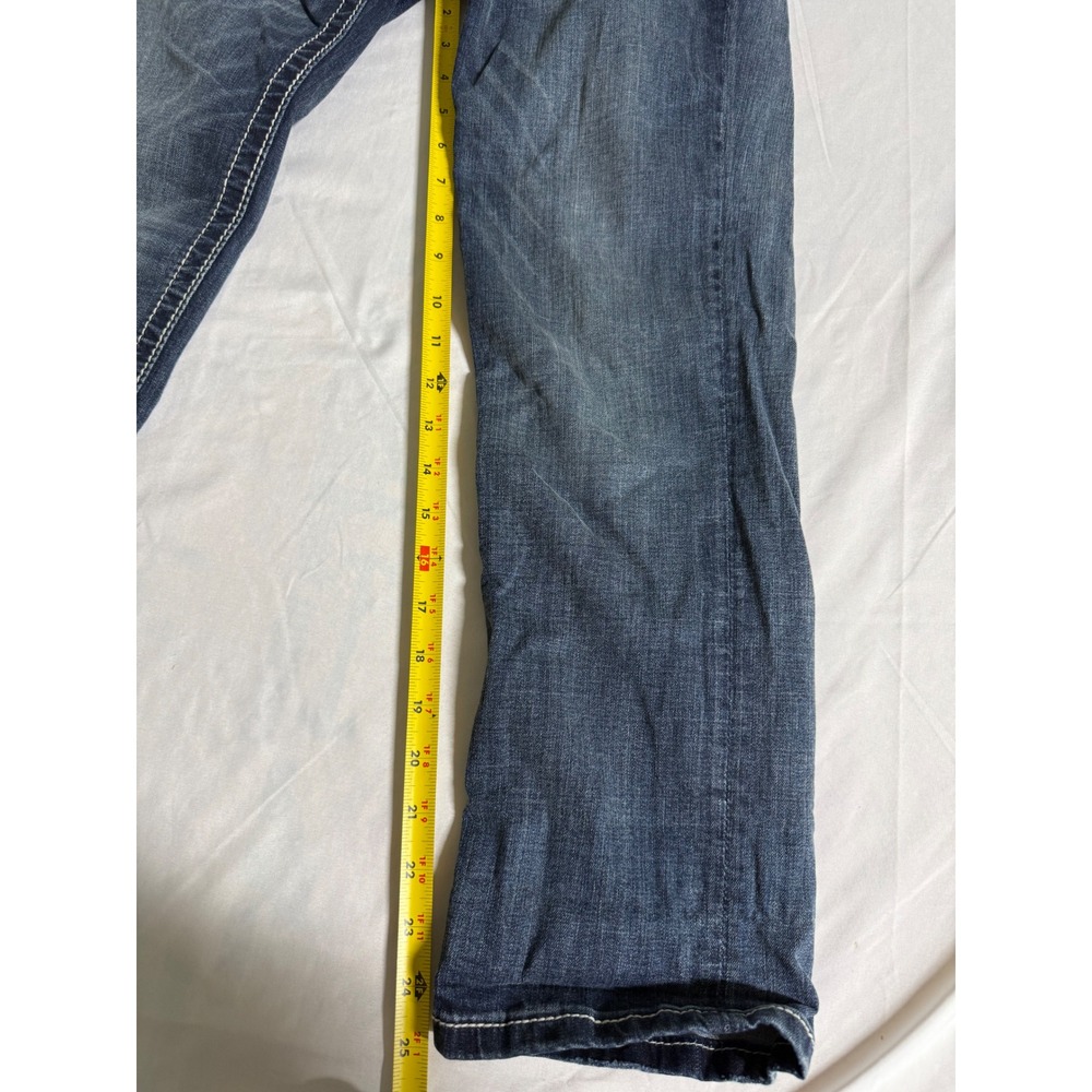 Miss Me Mid Rise Easy Cropped Jeans Dark Wash Rhinestone Embellished Size 28 - Picture 9 of 10